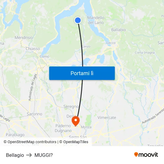 Bellagio to MUGGI? map