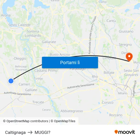 Caltignaga to MUGGI? map