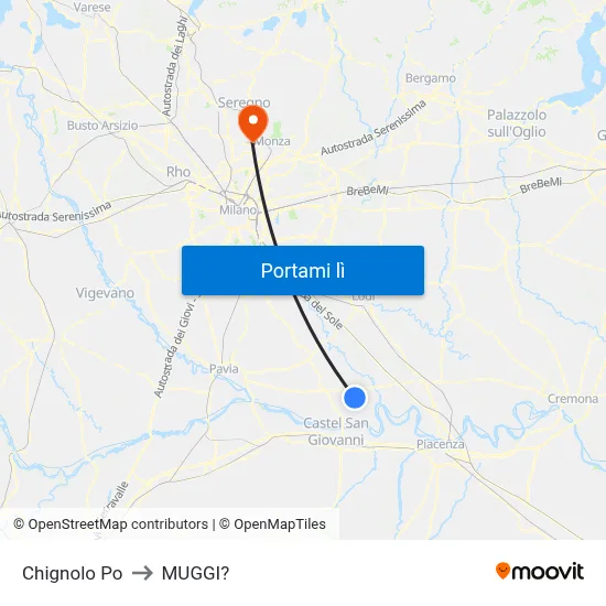 Chignolo Po to MUGGI? map