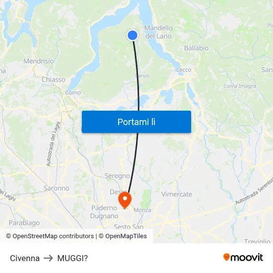 Civenna to MUGGI? map