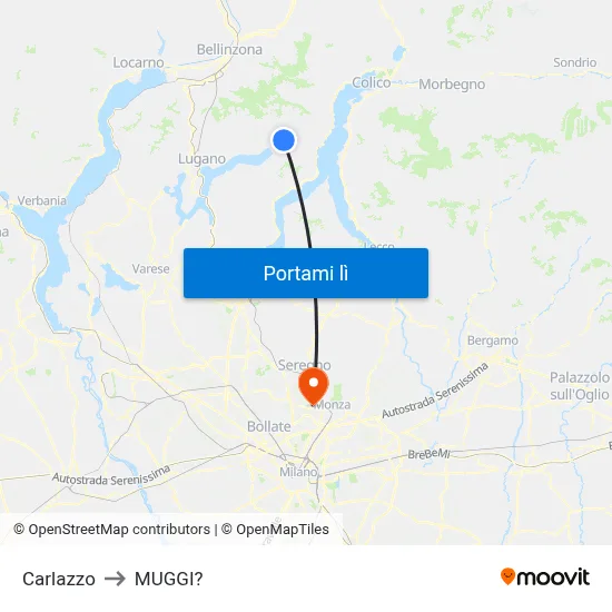 Carlazzo to MUGGI? map