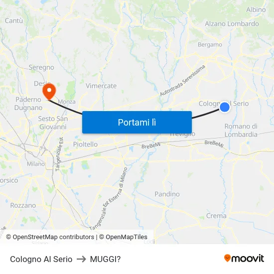 Cologno Al Serio to MUGGI? map