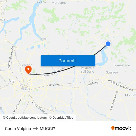 Costa Volpino to MUGGI? map