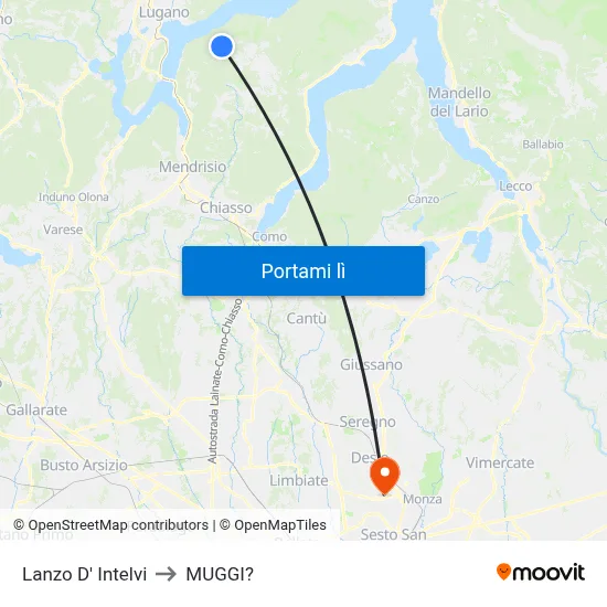 Lanzo D' Intelvi to MUGGI? map
