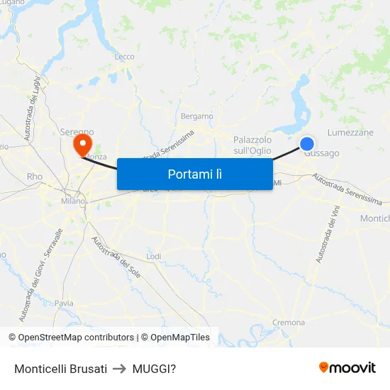 Monticelli Brusati to MUGGI? map
