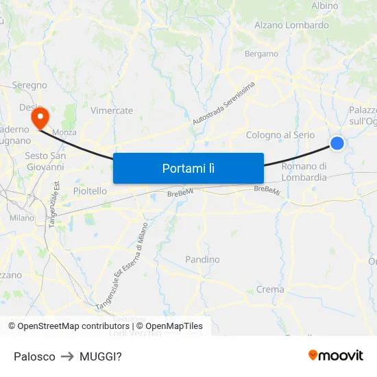 Palosco to MUGGI? map
