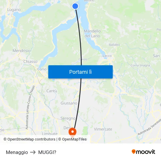 Menaggio to MUGGI? map