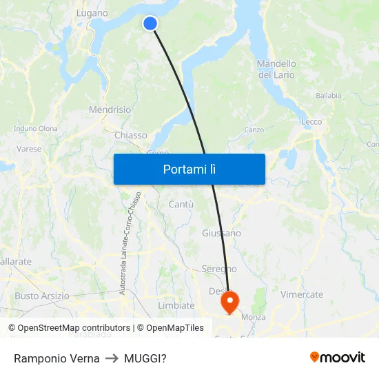 Ramponio Verna to MUGGI? map