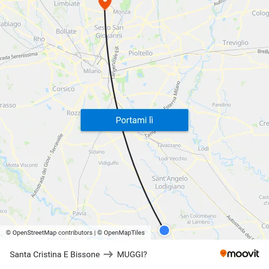 Santa Cristina E Bissone to MUGGI? map