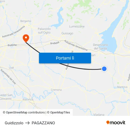 Guidizzolo to PAGAZZANO map