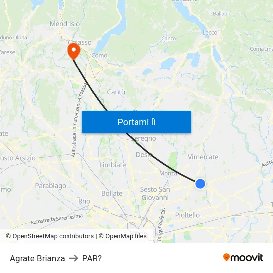 Agrate Brianza to PAR? map
