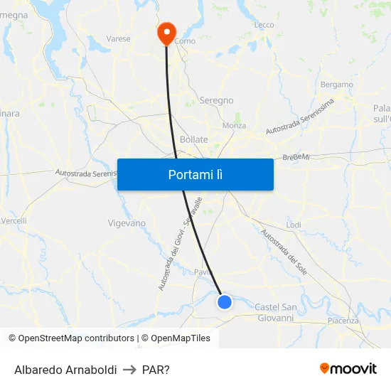 Albaredo Arnaboldi to PAR? map