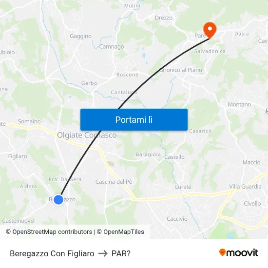 Beregazzo Con Figliaro to PAR? map