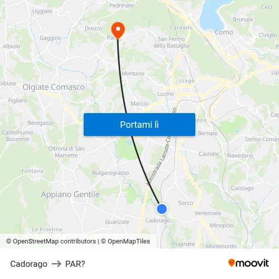 Cadorago to PAR? map