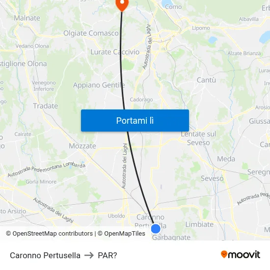 Caronno Pertusella to PAR? map