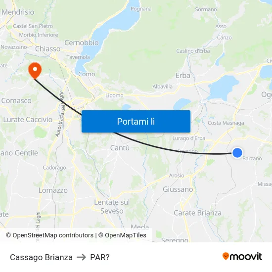 Cassago Brianza to PAR? map