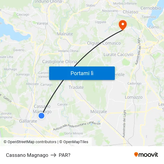 Cassano Magnago to PAR? map