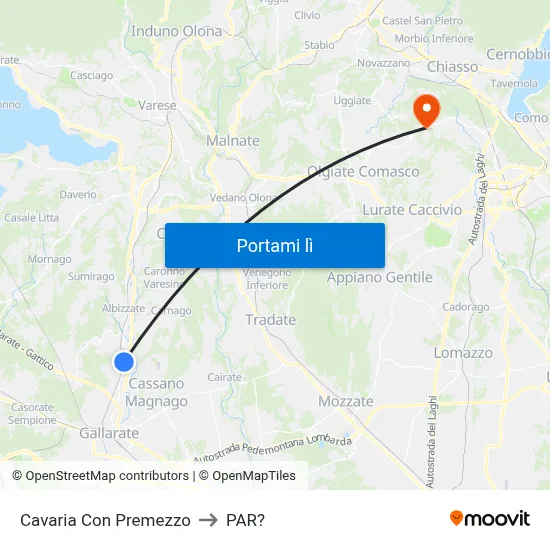 Cavaria Con Premezzo to PAR? map
