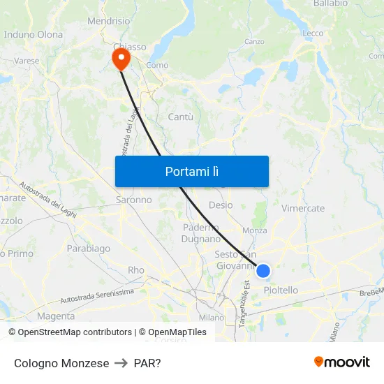 Cologno Monzese to PAR? map