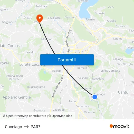 Cucciago to PAR? map