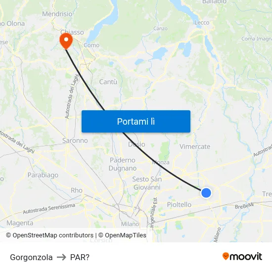 Gorgonzola to PAR? map