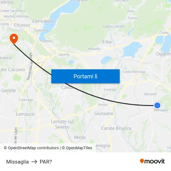 Missaglia to PAR? map