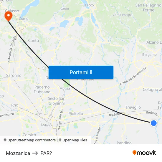 Mozzanica to PAR? map
