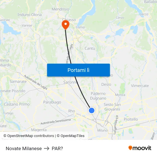 Novate Milanese to PAR? map