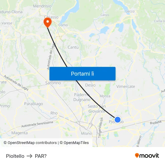 Pioltello to PAR? map