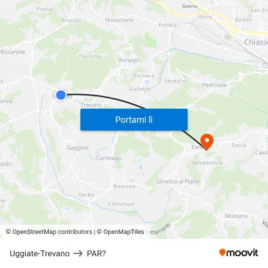 Uggiate-Trevano to PAR? map
