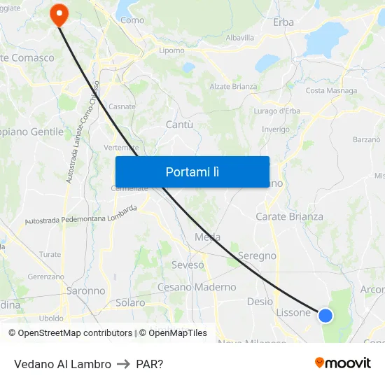 Vedano Al Lambro to PAR? map