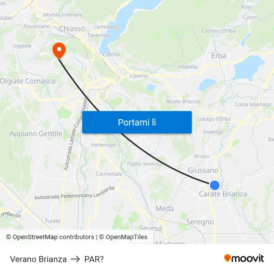 Verano Brianza to PAR? map