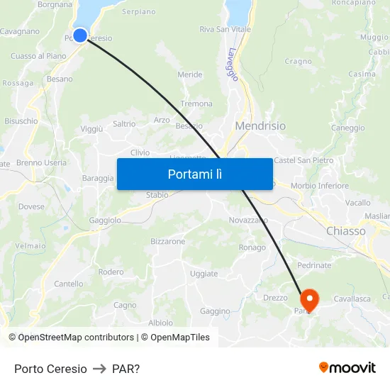 Porto Ceresio to PAR? map