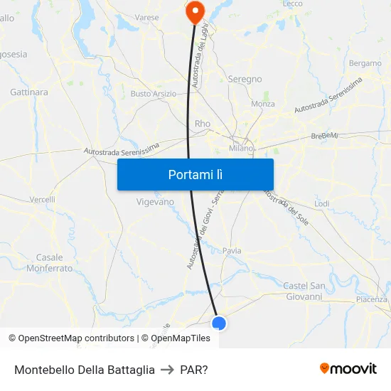 Montebello Della Battaglia to PAR? map