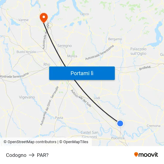 Codogno to PAR? map
