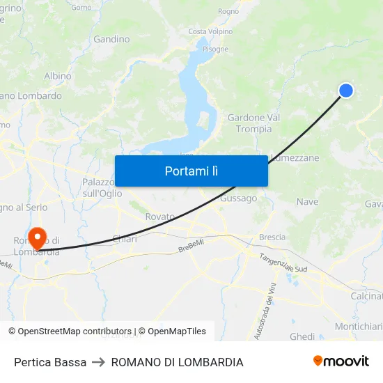Pertica Bassa to ROMANO DI LOMBARDIA map