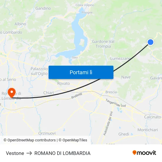 Vestone to ROMANO DI LOMBARDIA map