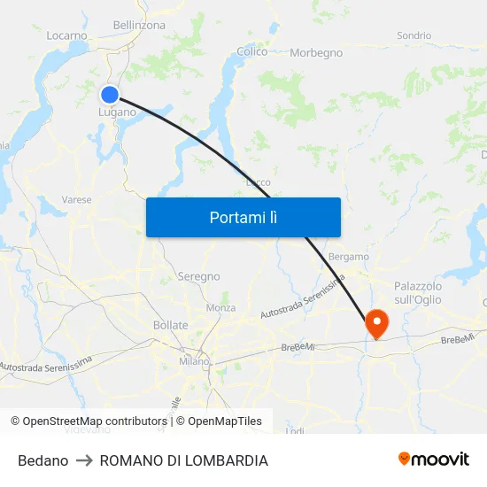 Bedano to ROMANO DI LOMBARDIA map