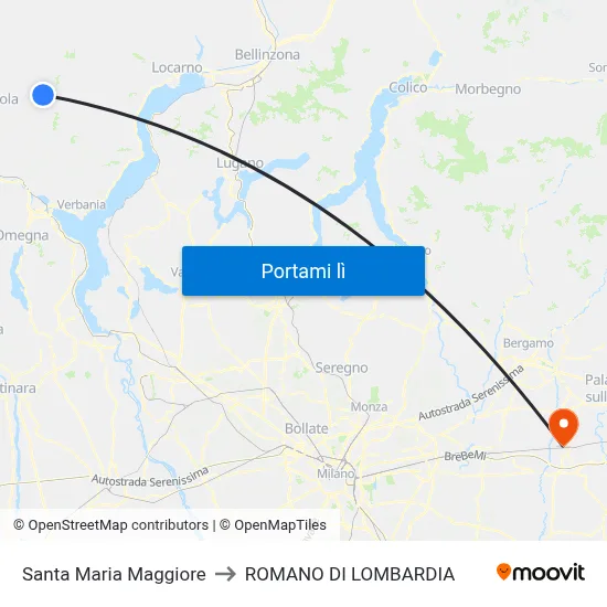 Santa Maria Maggiore to ROMANO DI LOMBARDIA map