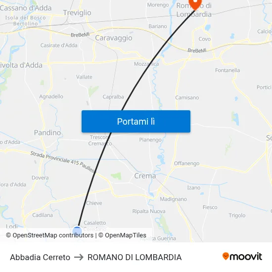 Abbadia Cerreto to ROMANO DI LOMBARDIA map