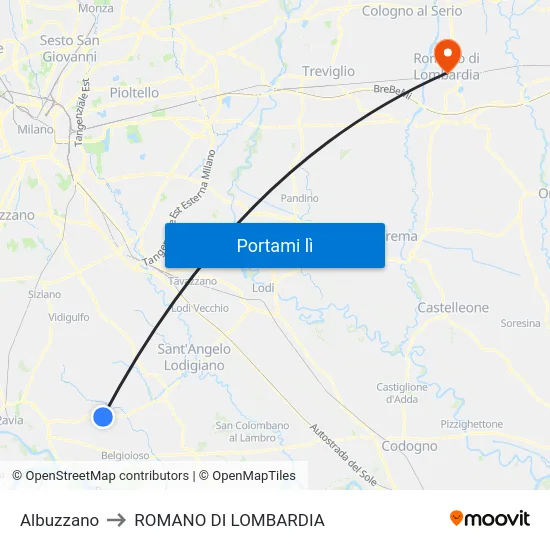 Albuzzano to ROMANO DI LOMBARDIA map