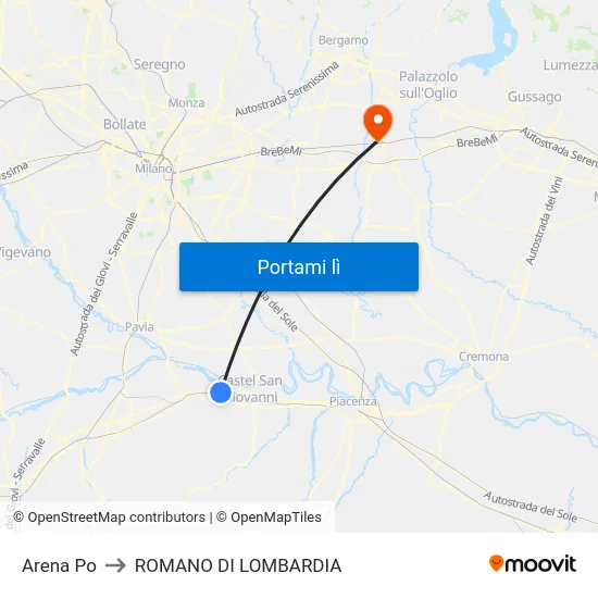 Arena Po to ROMANO DI LOMBARDIA map