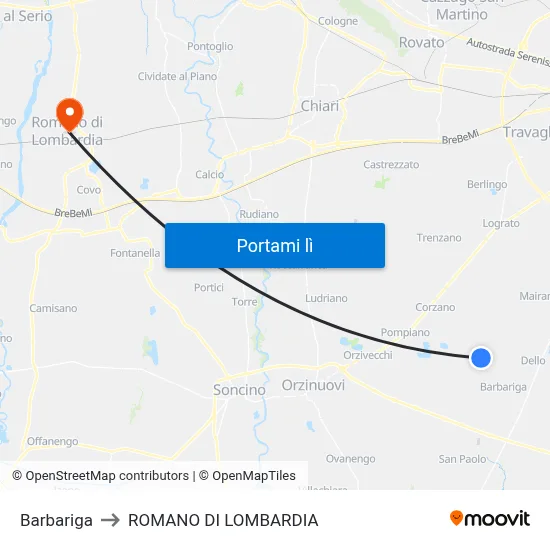 Barbariga to ROMANO DI LOMBARDIA map