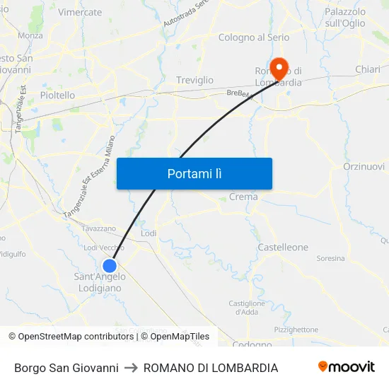 Borgo San Giovanni to ROMANO DI LOMBARDIA map