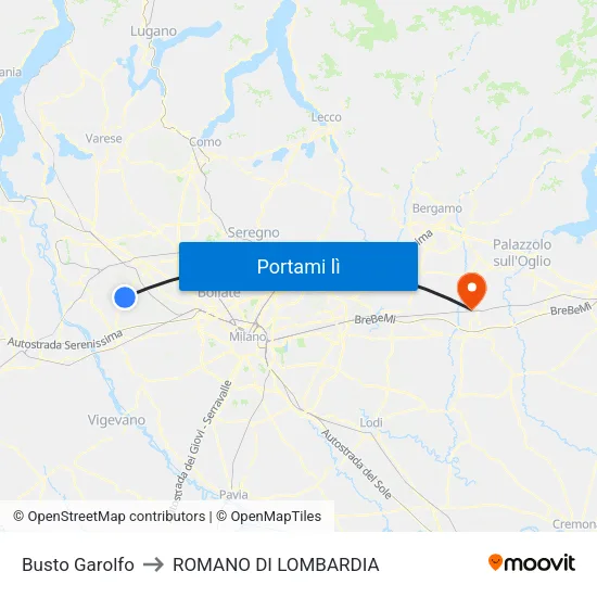 Busto Garolfo to ROMANO DI LOMBARDIA map