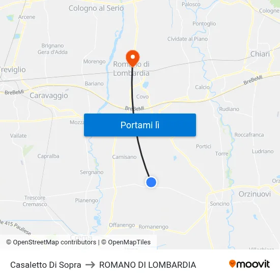 Casaletto Di Sopra to ROMANO DI LOMBARDIA map