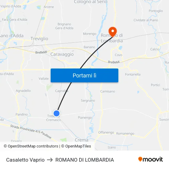 Casaletto Vaprio to ROMANO DI LOMBARDIA map