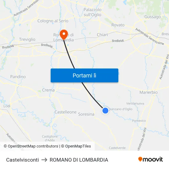 Castelvisconti to ROMANO DI LOMBARDIA map