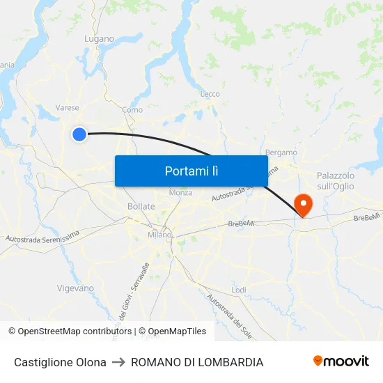 Castiglione Olona to ROMANO DI LOMBARDIA map