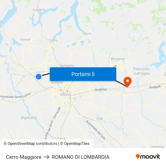 Cerro Maggiore to ROMANO DI LOMBARDIA map